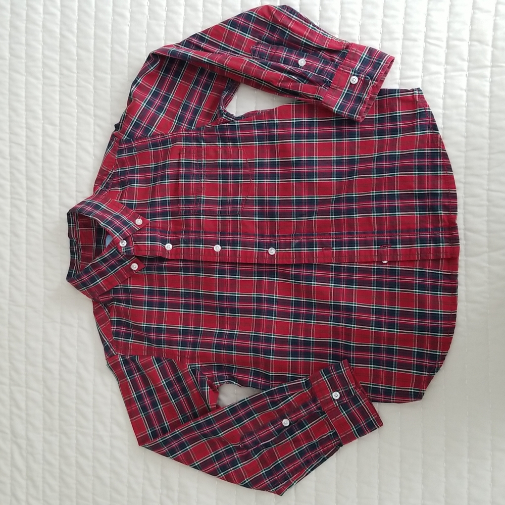 J. Khaki boys button down shirt size 6 plaid